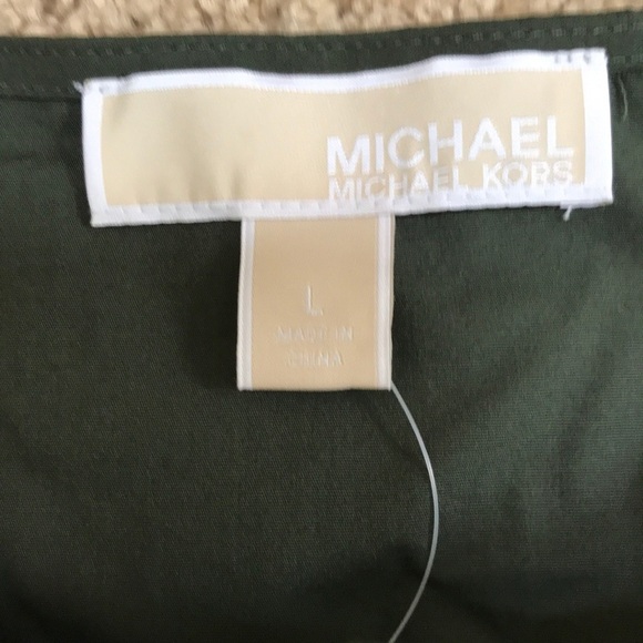 NWT! Michael Michael Kors Large lace up olive top - Picture 5 of 8